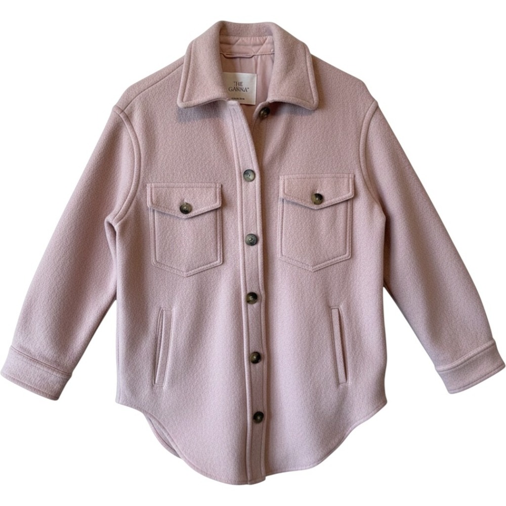 Wilfred Free 100% Merino Wool Ganna Shirt Jacket XXS Pink Shacket Oversized